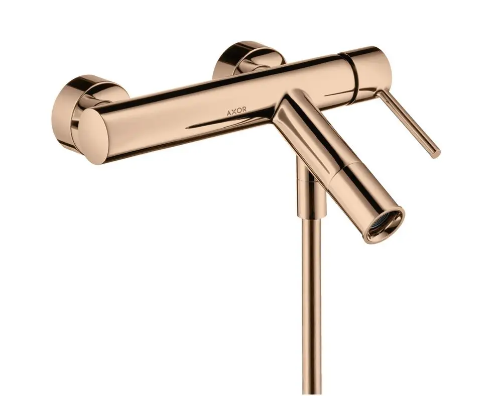 Wannenmischer von AXOR in Polished Red Gold mit einem einarmigen Griff; die Montage erfolgt auf der Wand.